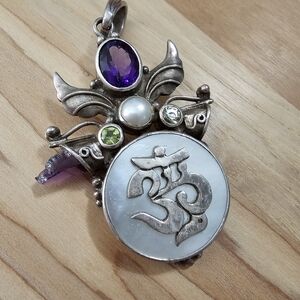 Silver and Purple Pendant with Om Symbol